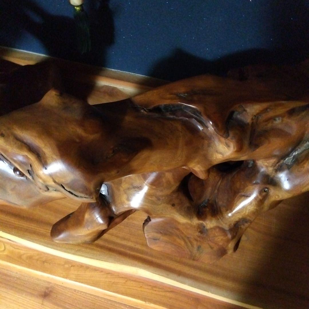 【銘木欅木彫り】銘木欅木製彫刻オブジェ椿油仕上げ　【断捨離価格】　送料込み