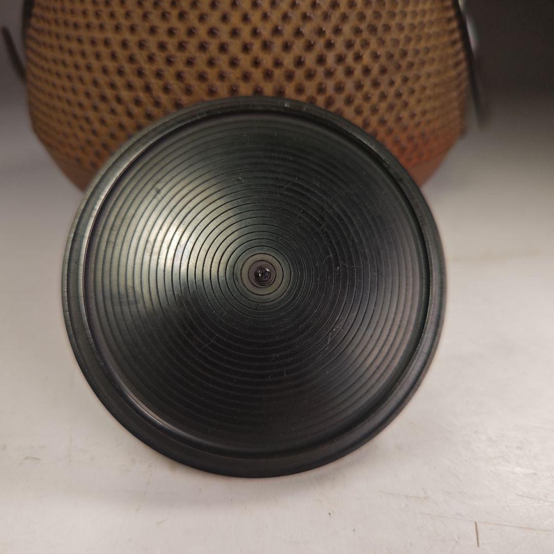 イ929 茶釜『釜師　菊地政光作』『霰文　鶴首　茄子耳　鉄釜　共箱　釜環付』茶道