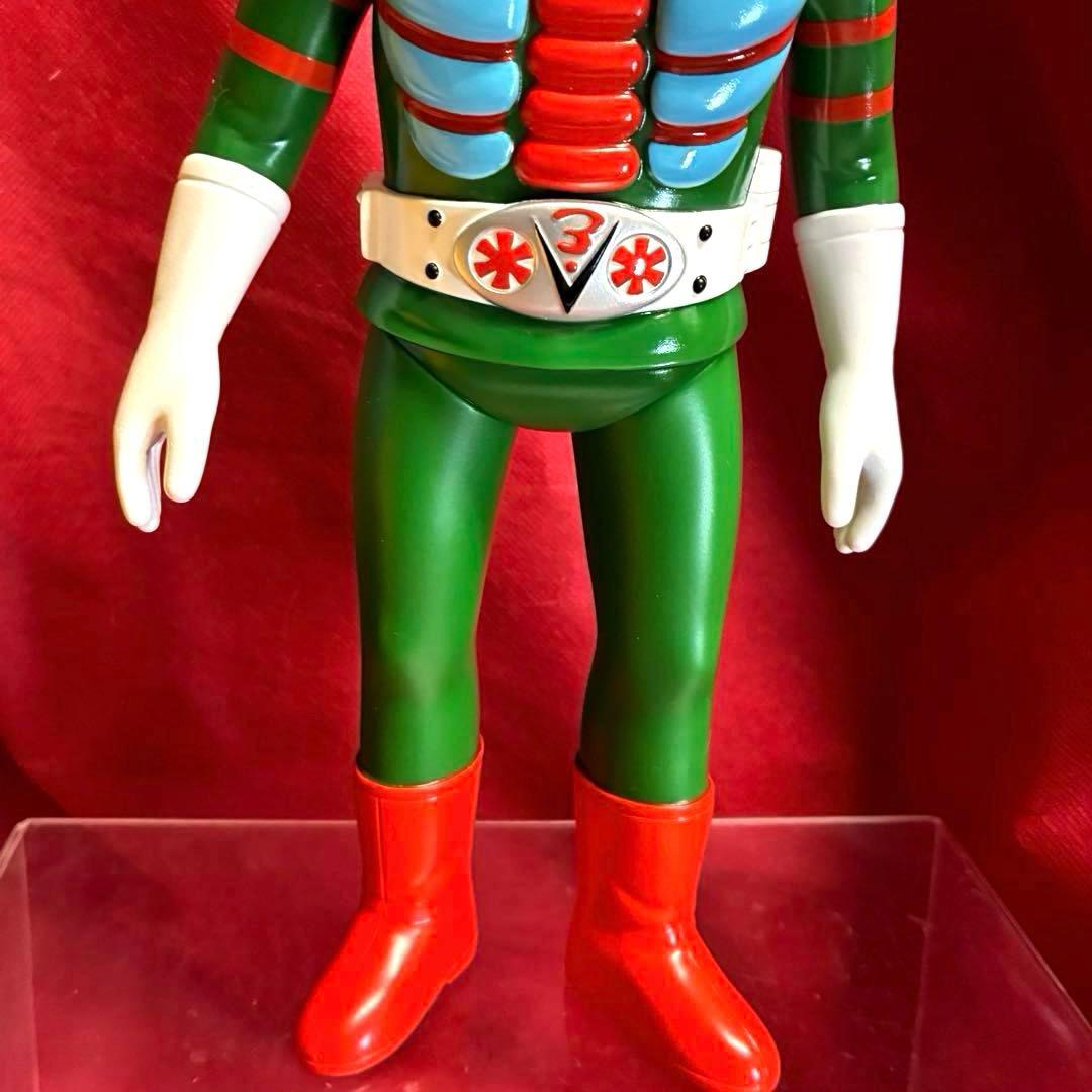 27cm！【昭和レトロ】■ 面取れ 仮面ライダーV3 ソフビ 美品