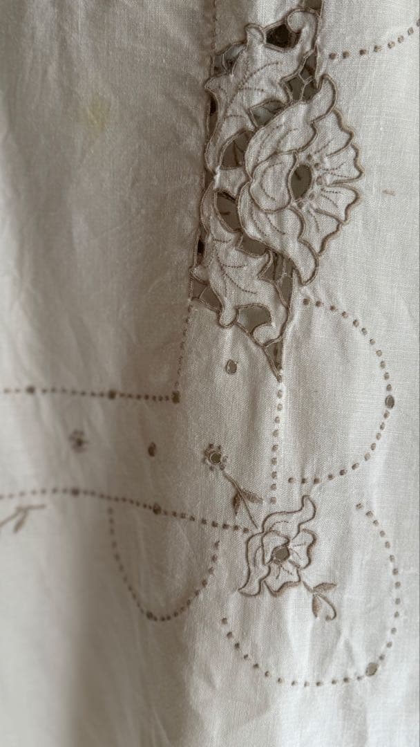 SALE❣️アンティークஐ花柄刺繍の大判クロスஐフランスお買い得