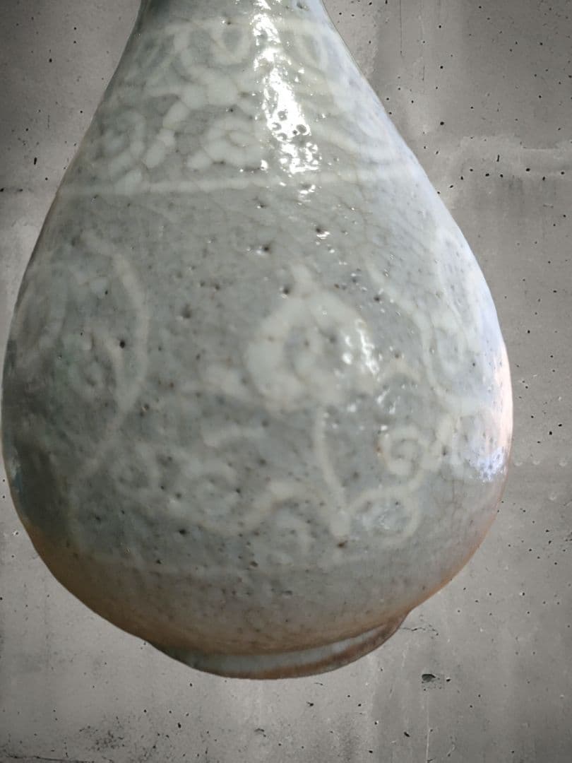 高麗青磁　徳利　花入　時代物　白象嵌　朝鮮美術