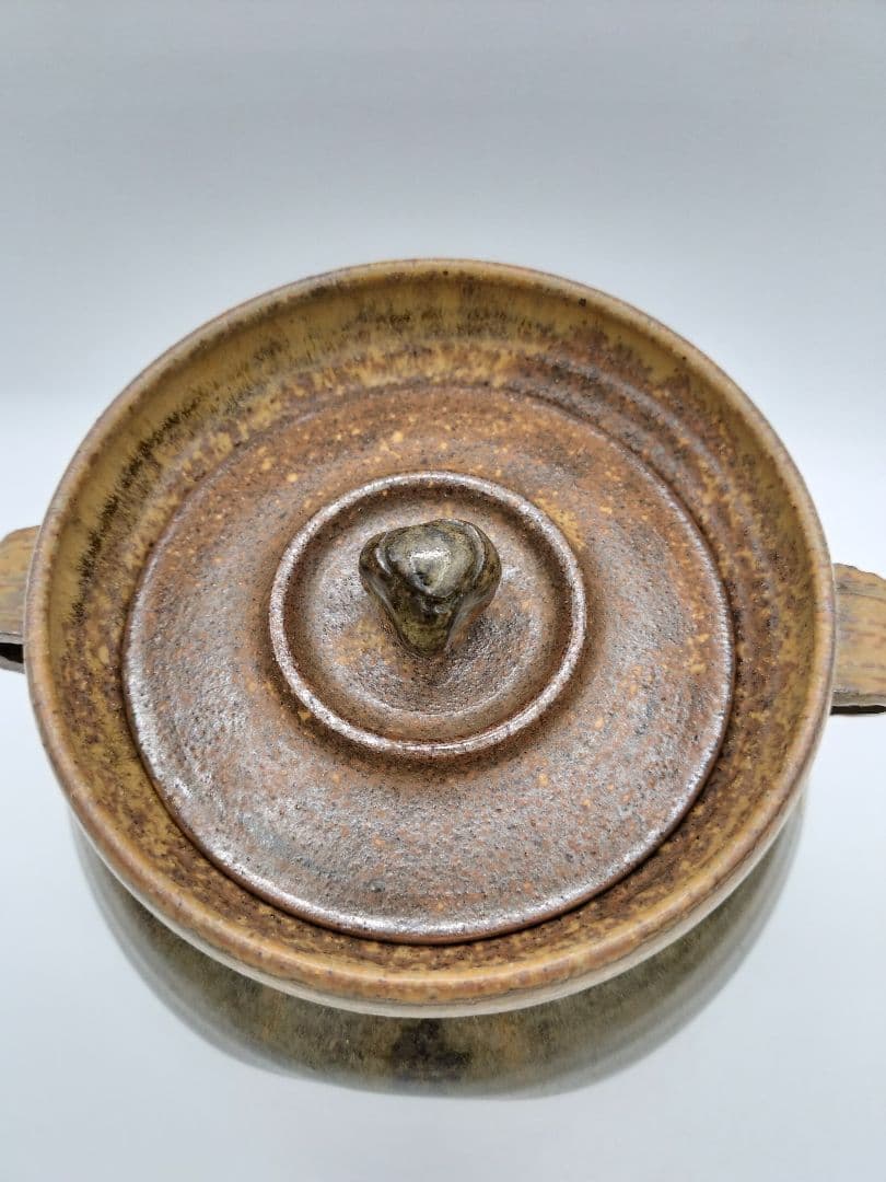 c528 水指 志戸呂 笹耳　広前心斉 替蓋付 遠州七窯　木箱 茶道具