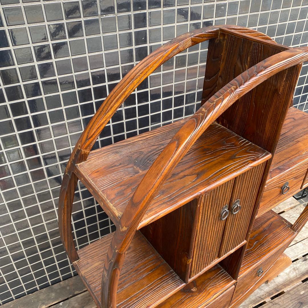 ヴィンテージ 円形飾り棚 小引き出し シノワズリ 李朝 店舗什器 インテリア