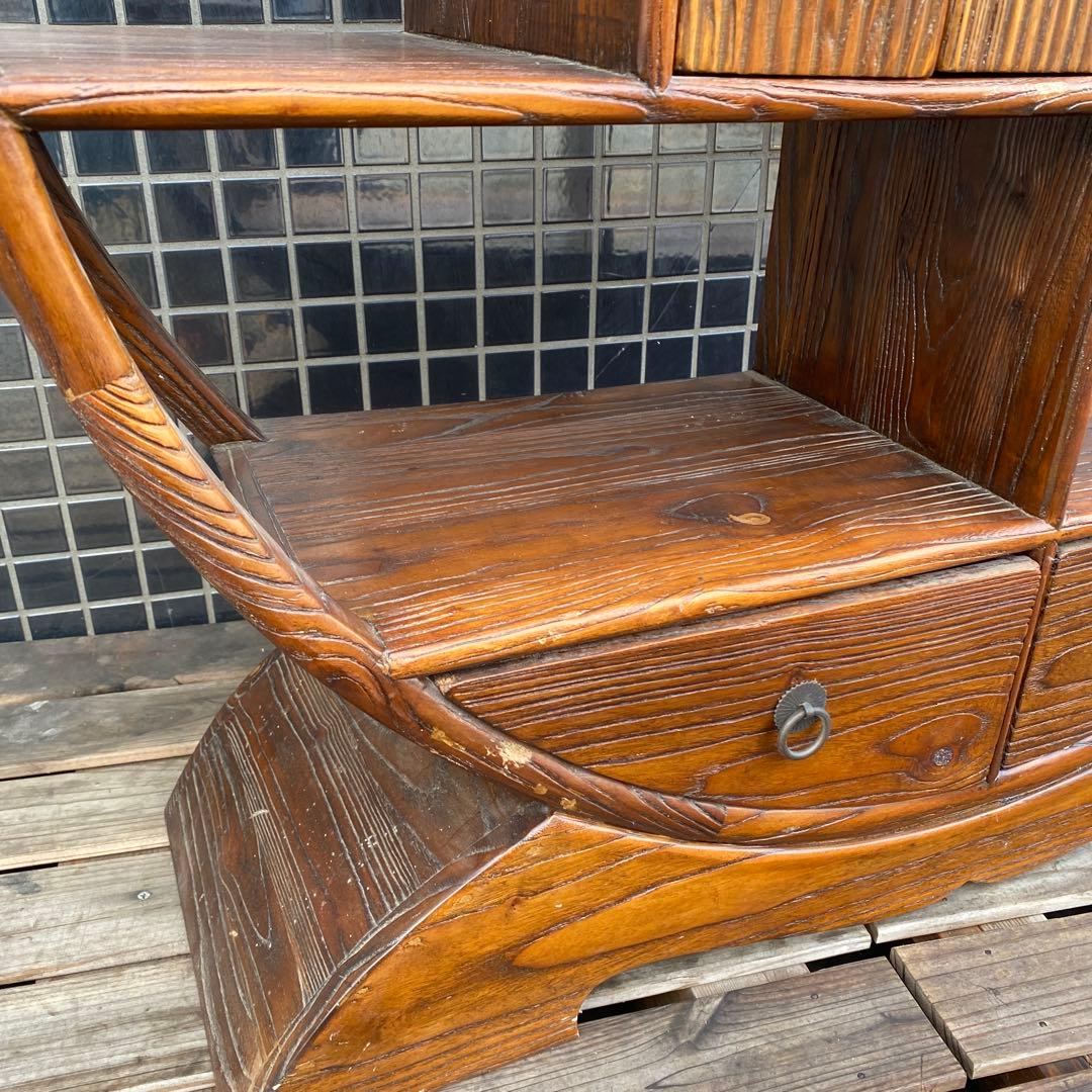 ヴィンテージ 円形飾り棚 小引き出し シノワズリ 李朝 店舗什器 インテリア