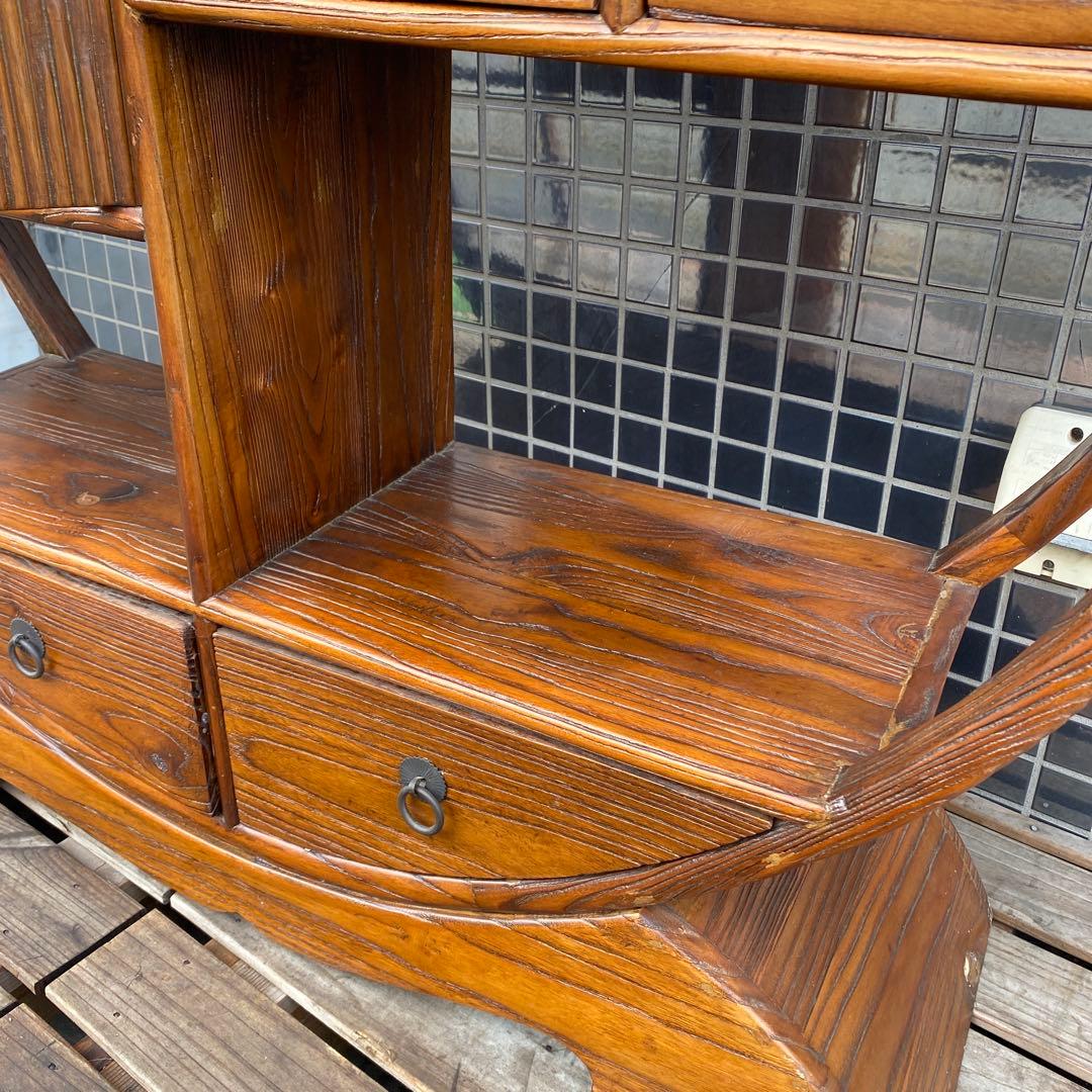 ヴィンテージ 円形飾り棚 小引き出し シノワズリ 李朝 店舗什器 インテリア