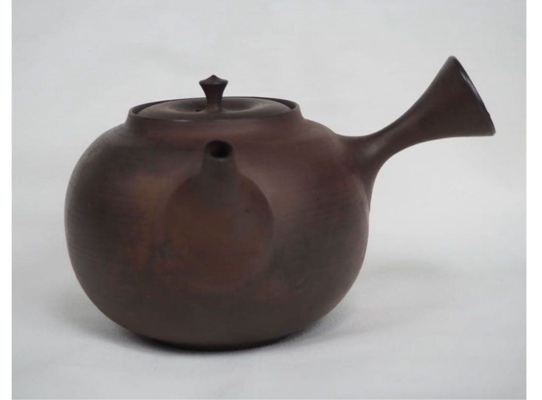 送料無料　常滑名工 水野陽景作 窯変朱泥急須　薄胎重さ145ｇ　煎茶道具