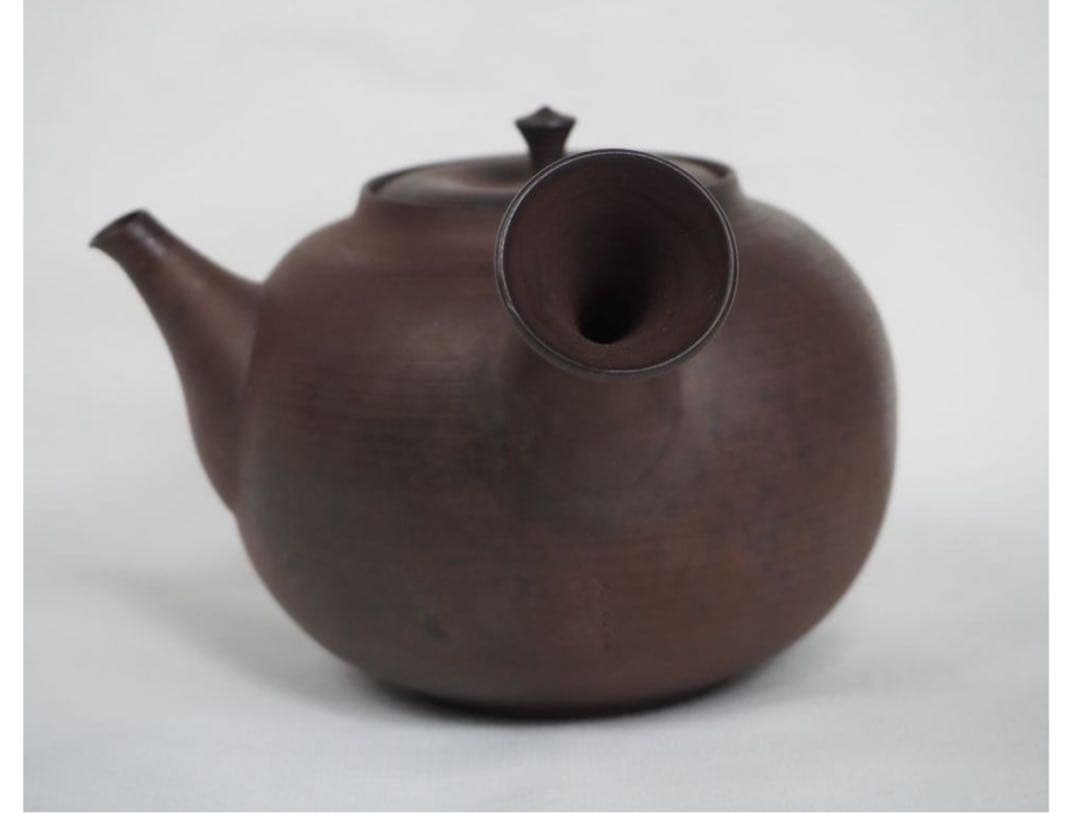 送料無料　常滑名工 水野陽景作 窯変朱泥急須　薄胎重さ145ｇ　煎茶道具