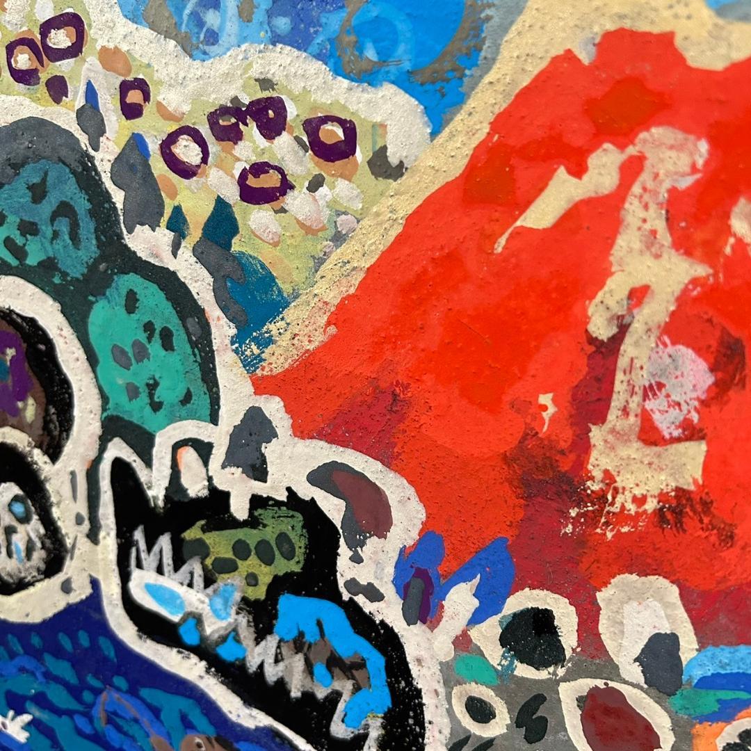 【最終値下げ】丸投三代吉「赤富士」油絵 油彩画 共シール有 額縁入 姫路市