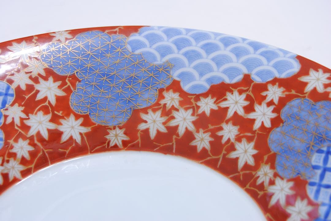 オールド深川　深鉢 紅葉 青海波 七宝文 深川製磁