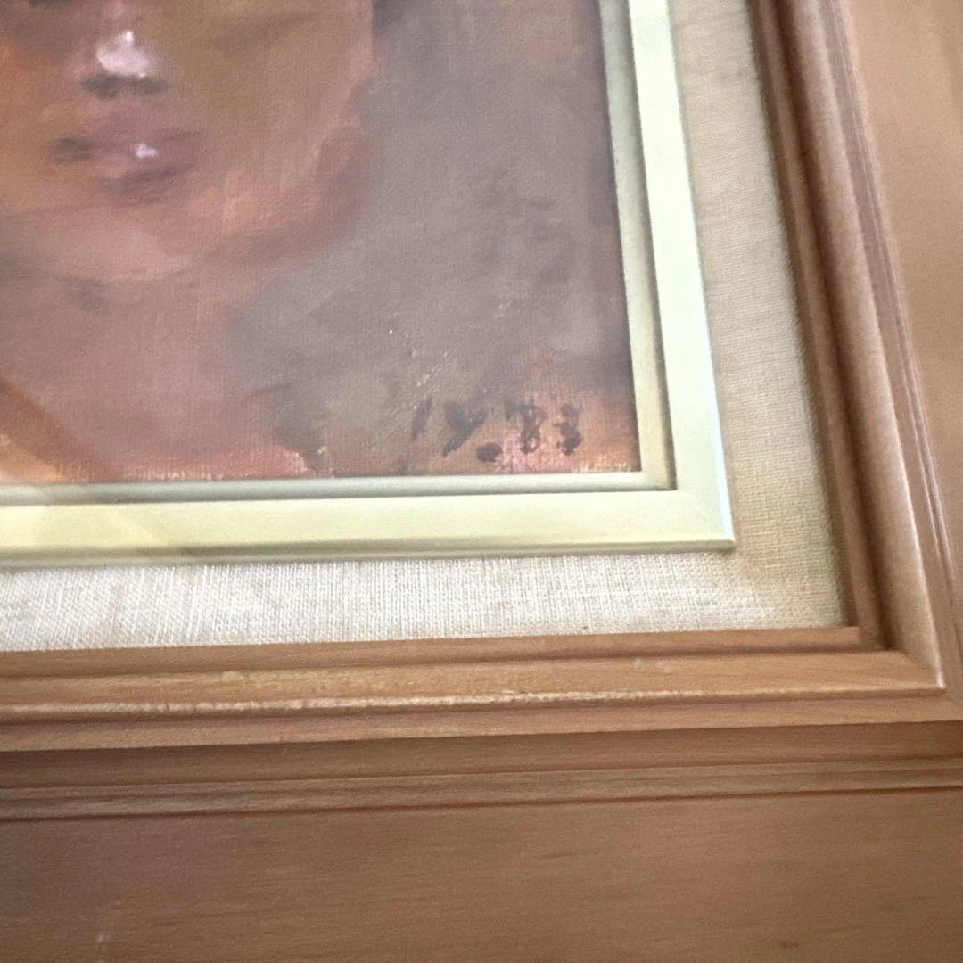 抽象的な人物画 木製フレーム付き