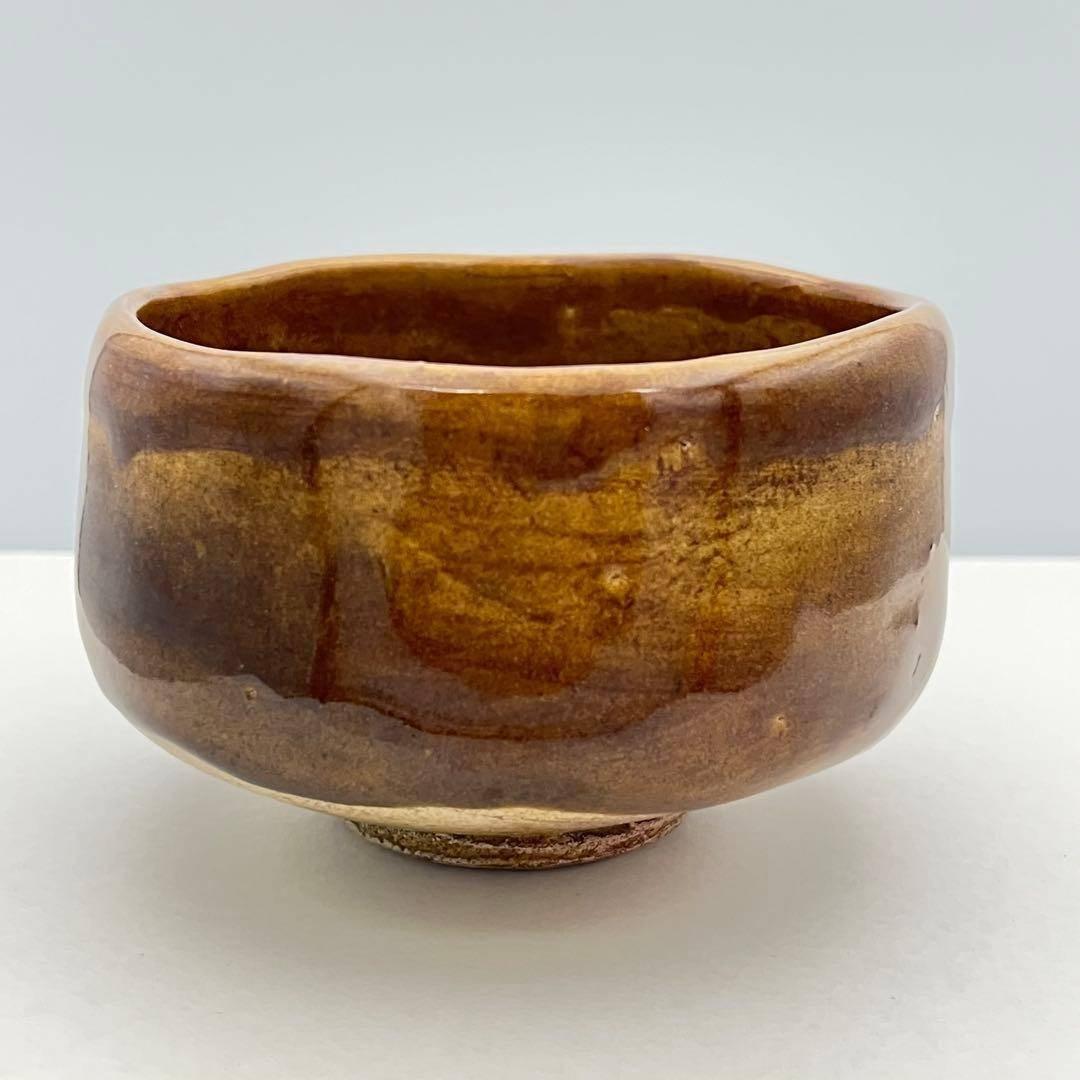 大樋焼 年郎 茶碗 茶道具 半筒茶碗 飴色 飴釉 抹茶 抹茶椀 10.5×高7