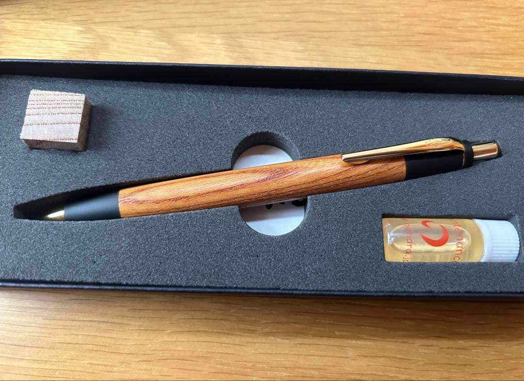 【保証書付き】野原工芸 欅 ボールペン スリム ゴールド