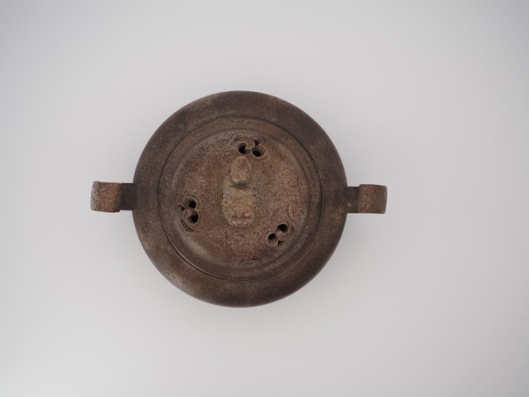 備前焼 古備前 初代小西陶古作 獅子摘蓋 双耳三足香炉