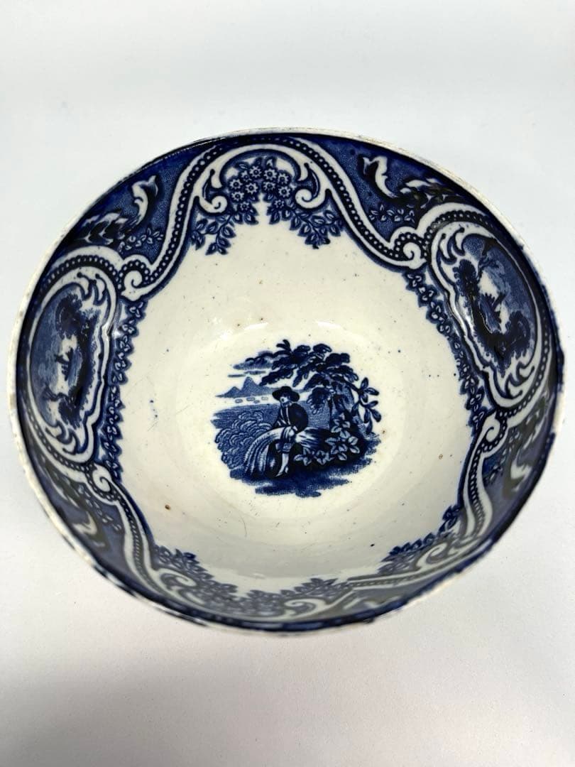 【オランダ銅版小鉢】染付人物風景文小鉢(デルフト）18世紀後半〜19世紀前半頃