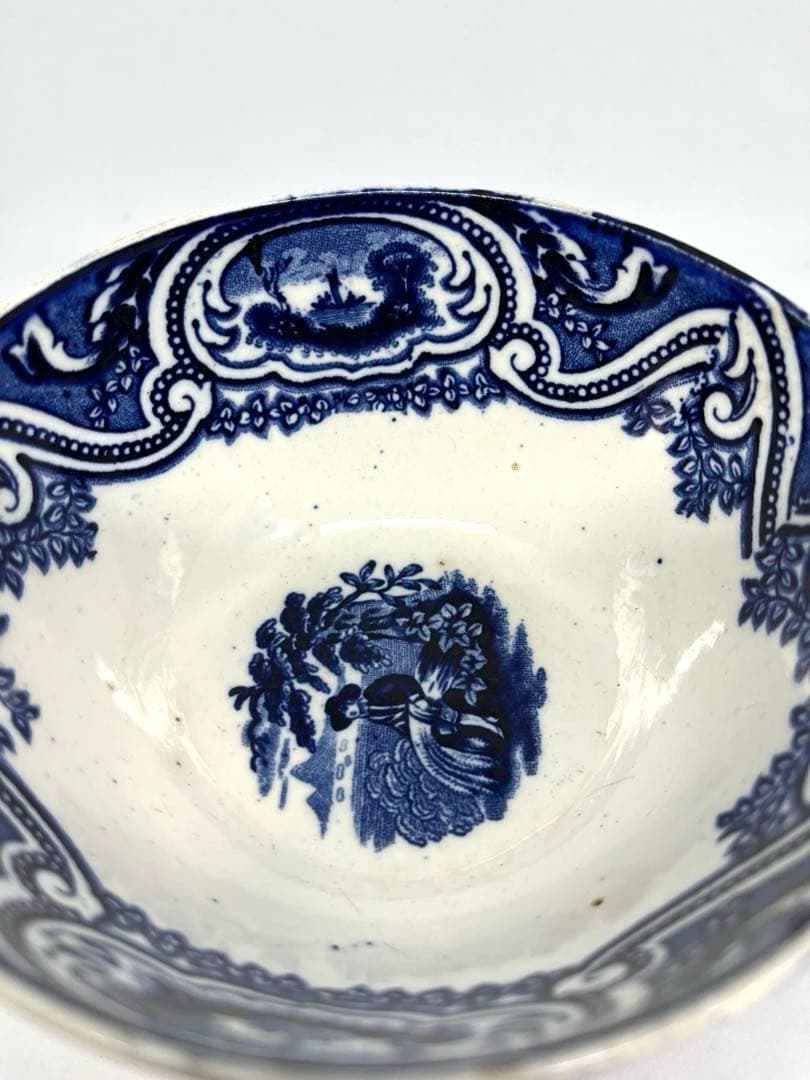 【オランダ銅版小鉢】染付人物風景文小鉢(デルフト）18世紀後半〜19世紀前半頃