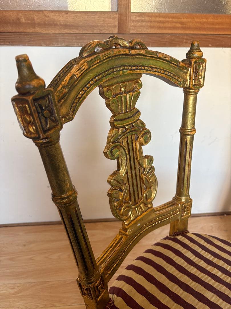 アンティークチェア　サロンチェア　ダイニングチェア　ゴールド　当時物　②