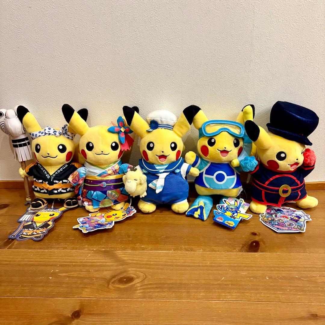 ピカチュウ ポケセン＆WCS2022・WCS2024限定 ぬいぐるみ 5体セット