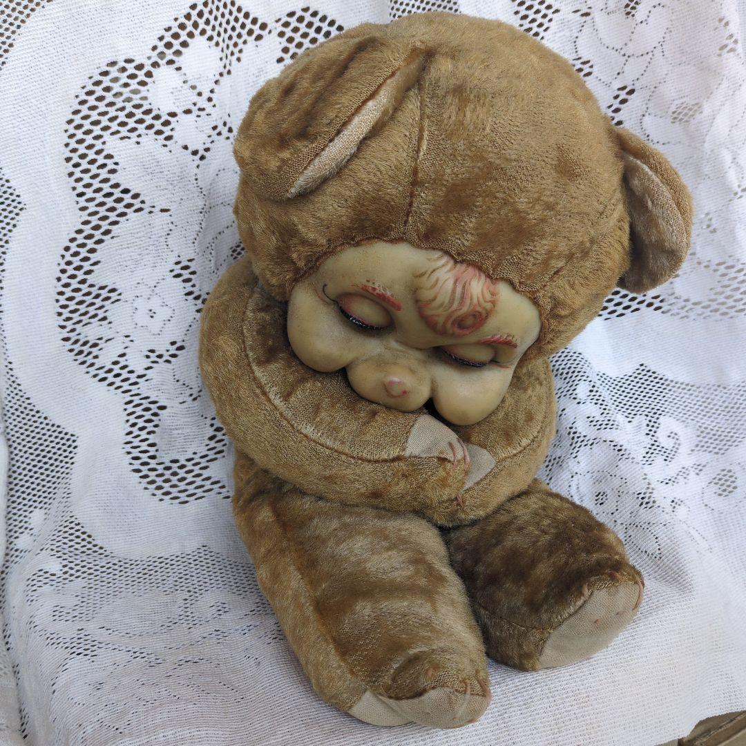 アンティーク　茶色のクマのぬいぐるみ　テディベア　昭和レトロ雑貨