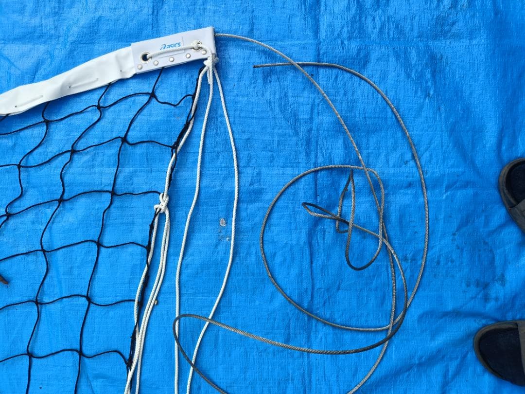 ほぼ新品 バレーボールネット 9人制 9.5m 試合 練習 高品質 asics