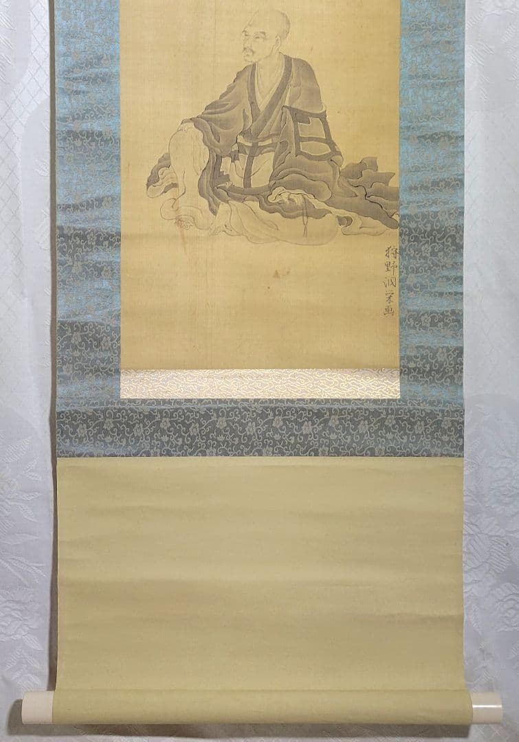 狩野洞栄　和歌　画賛　掛け軸　箱無し　書画、骨董品、美術品