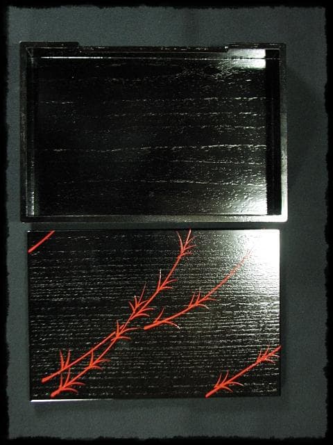 鵬雲斎好 田楽 菓子器 加州 賀峰 朱柳 掻合塗 三段重 裏千家茶道具 f301