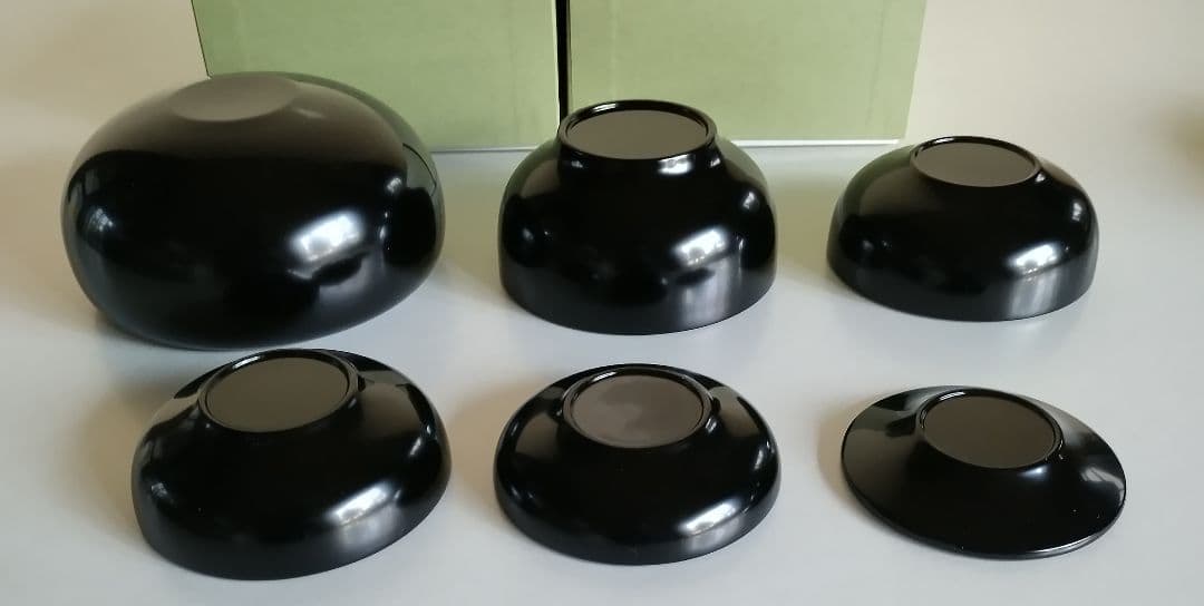 たに屋　応量器　真塗黒と洗朱　2客セット