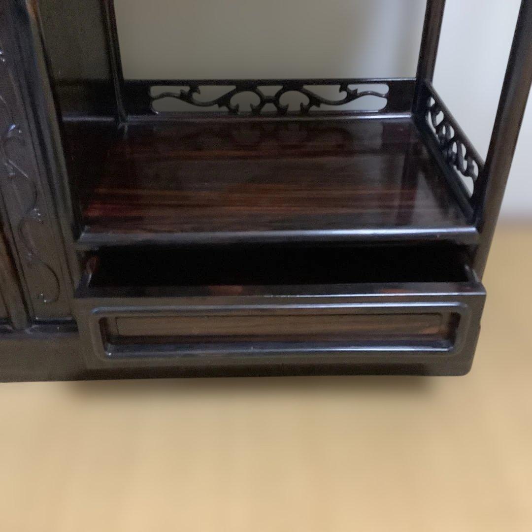 美品　レトロ　飾り棚　違い棚　茶棚　茶道　紫檀　木製　和家具　彫刻