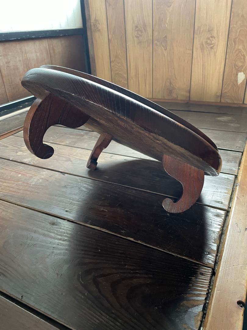 花台　欅一刀彫り　脚付き膳　お盆