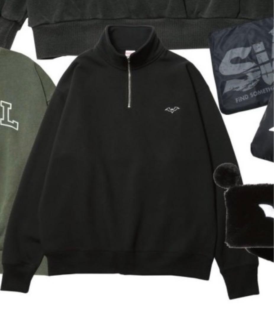SiM ハーフジップスエットプルオーバー　ブラック　バンTシャツタオルラババン