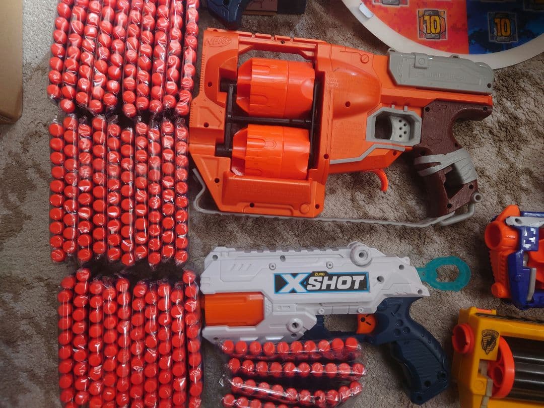 ナーフ銃7丁 （おまけ2丁合計で９丁）標的3種 弾新品340発 NERF