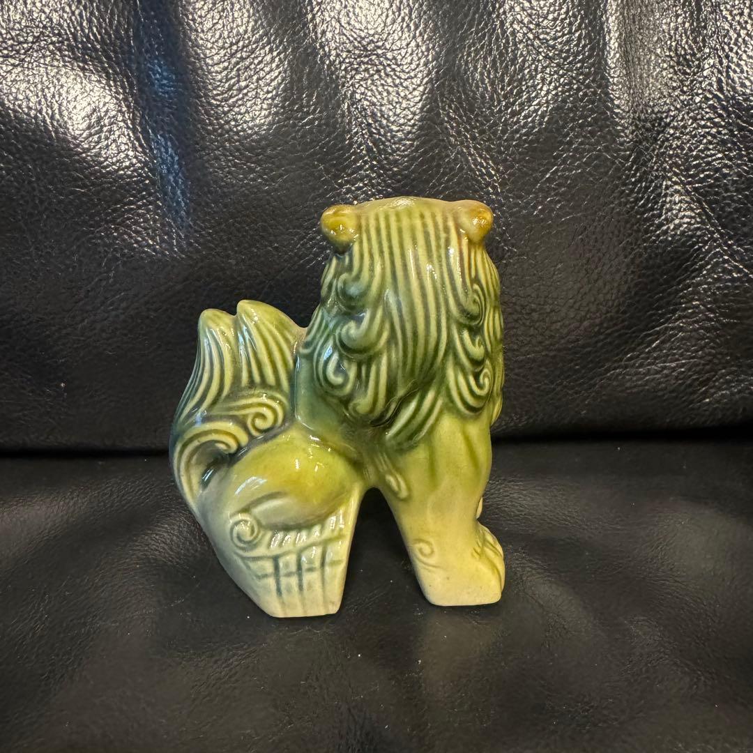 【新品未使用】陶器製 獅子の置物 2体セット シーサー 高さ9.5cm 沖縄琉球