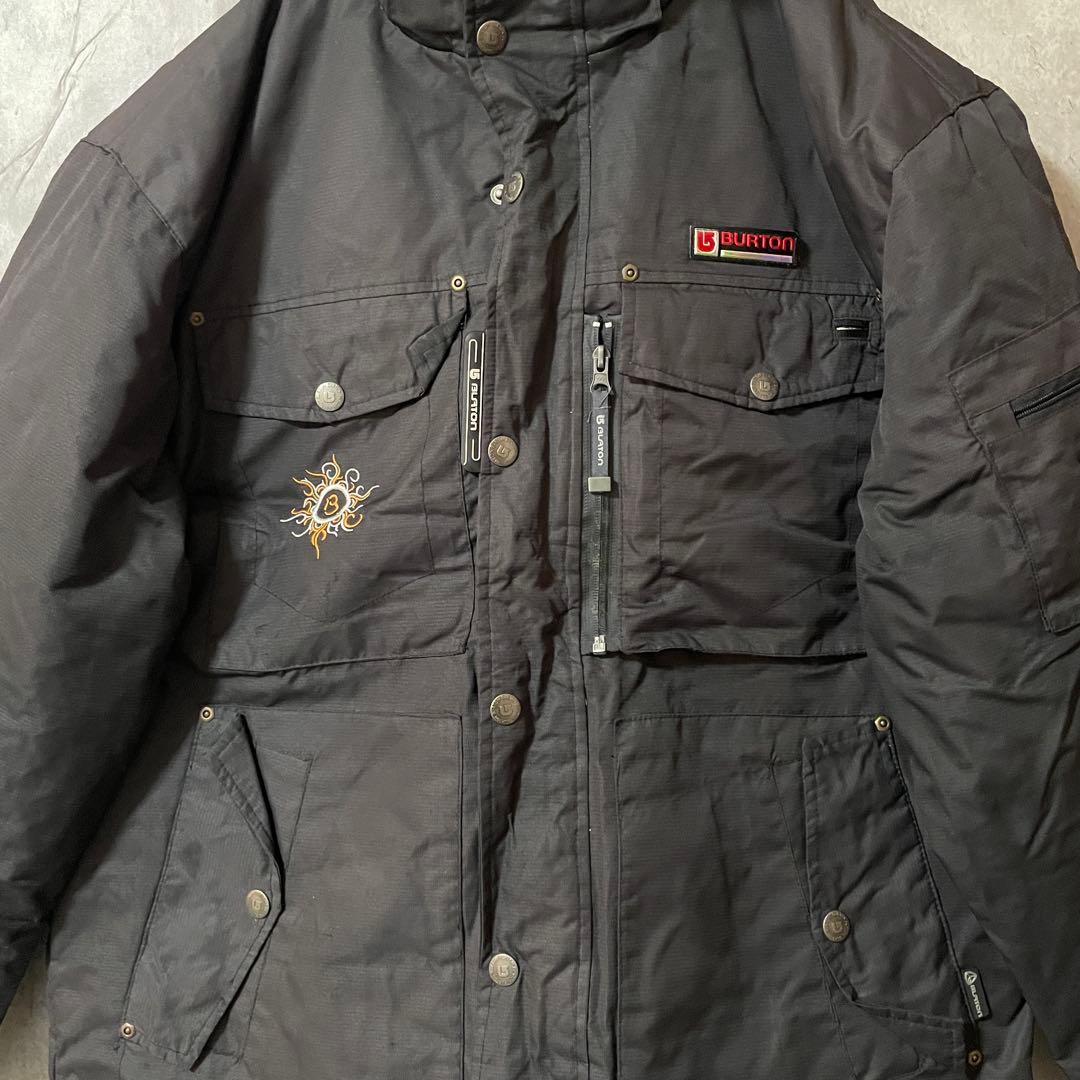 Burtonバートンスキーウェアスノーボードジャケットダウン中綿黒ブラック刺繍