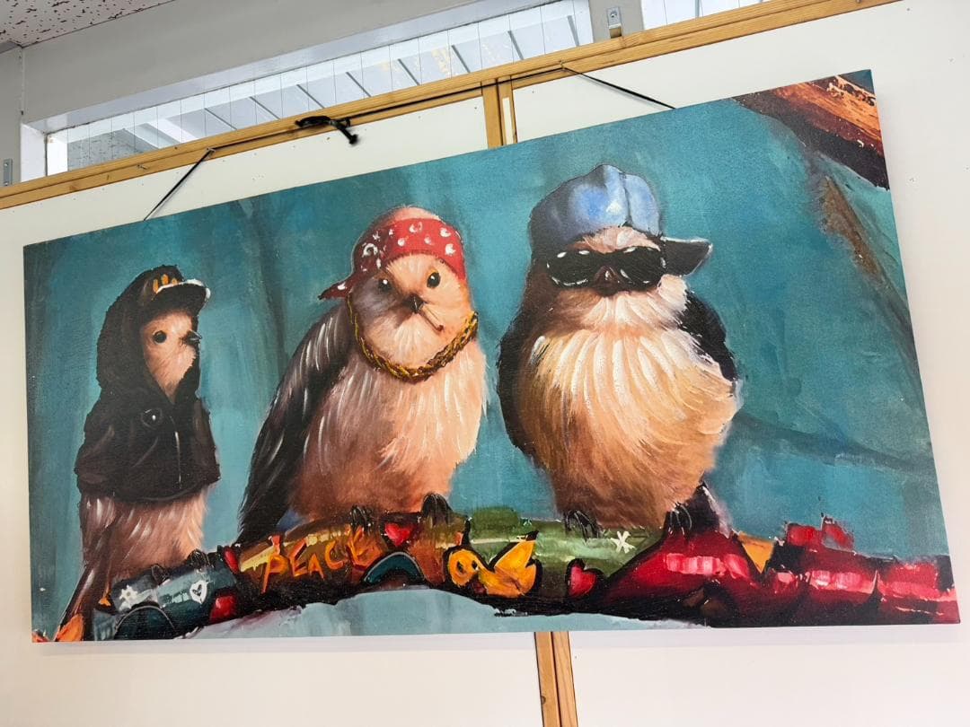 アートパネル　キャンバスアート　小鳥　ラッパー　幅120　壁掛け　絵　アート