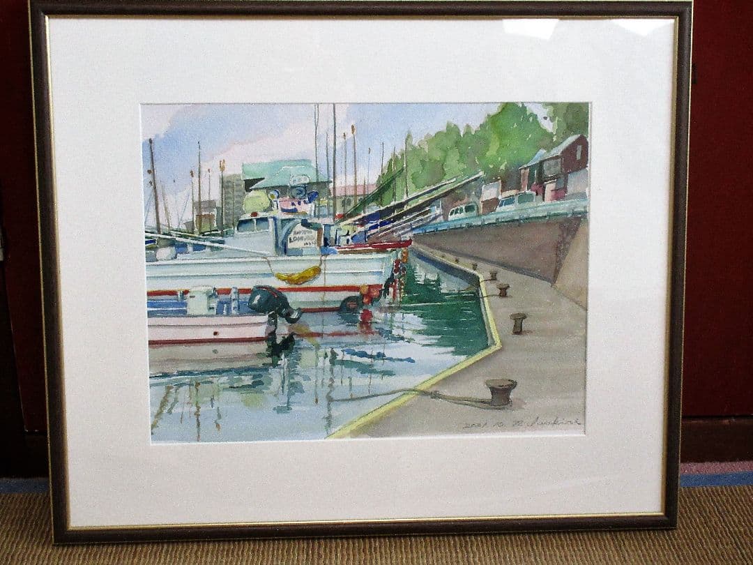 水彩画 「係留船」