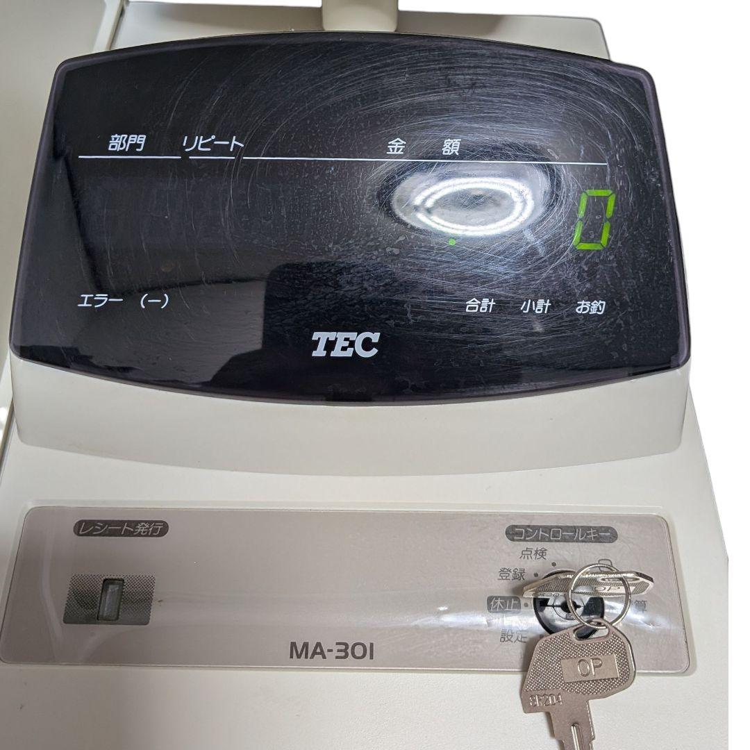 美品 TEC MA-301 レジ 白 通電確認