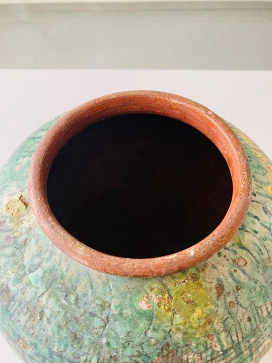 中国遼時代緑釉大缶