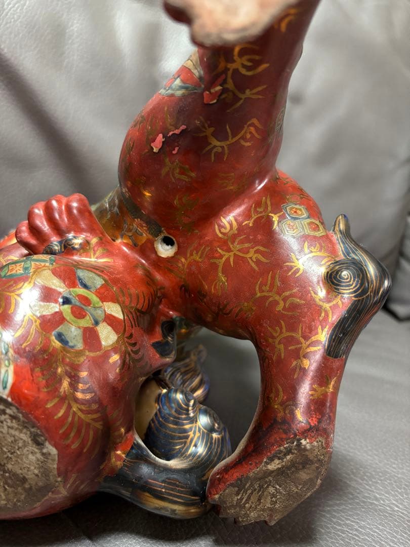 獅子　絡み獅子 戯れ獅子　置物