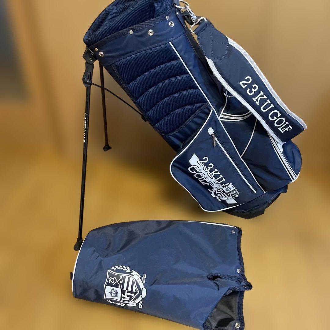 23KU GOLF ゴルフバッグ ネイビー　ヘッドカバー付