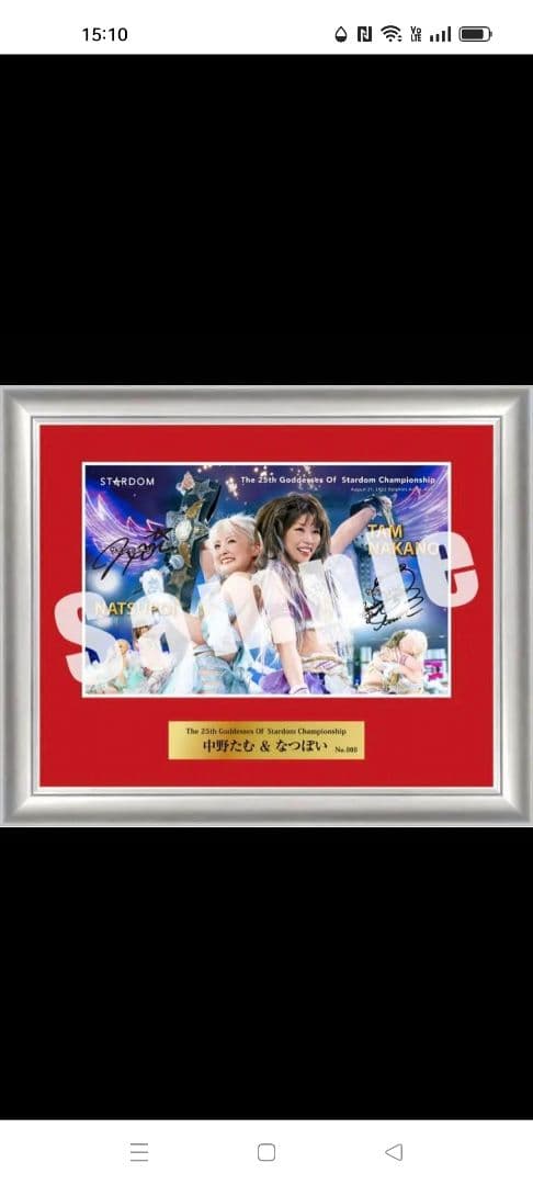 スターダム　中野たむ　なつぽい　 直筆サイン入り　記念フォトフレーム