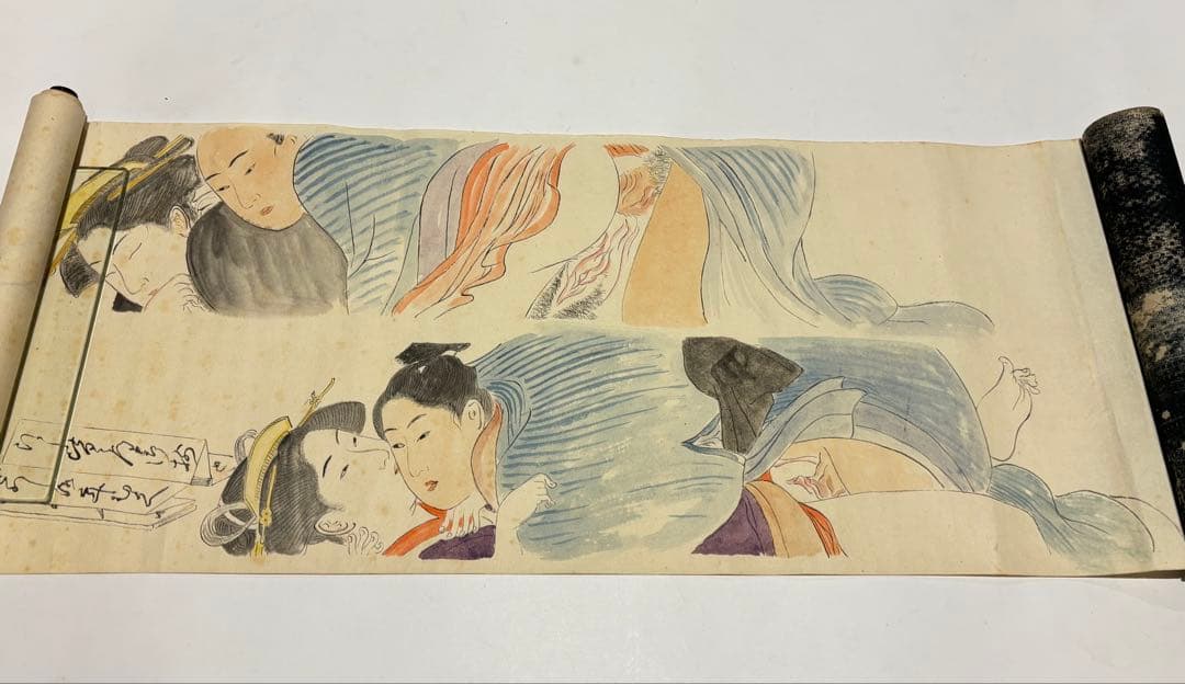 「春画絵巻物」彩色 手書き 1巻|艶本 浮世絵 和本 わじるし