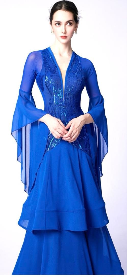 社交ダンスドレス 青 Sサイズ