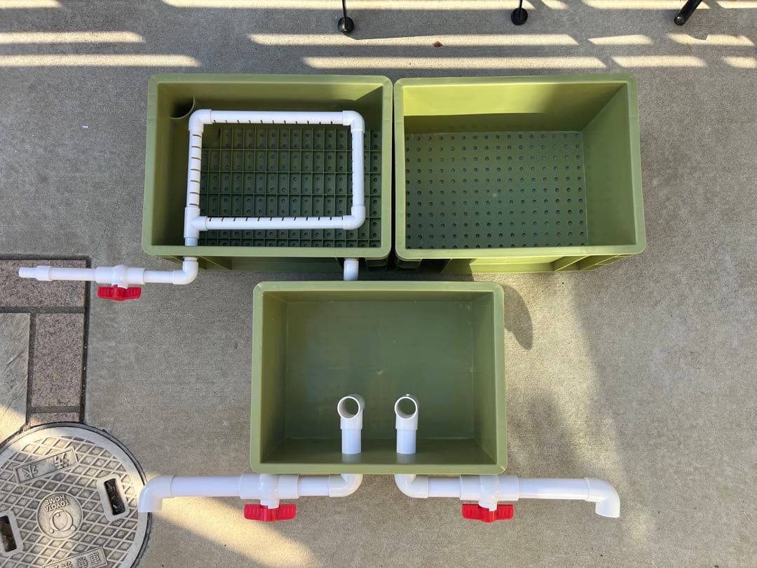 三段式万能濾過器装置　水槽池濾過層濾過飼育 外部フィルター