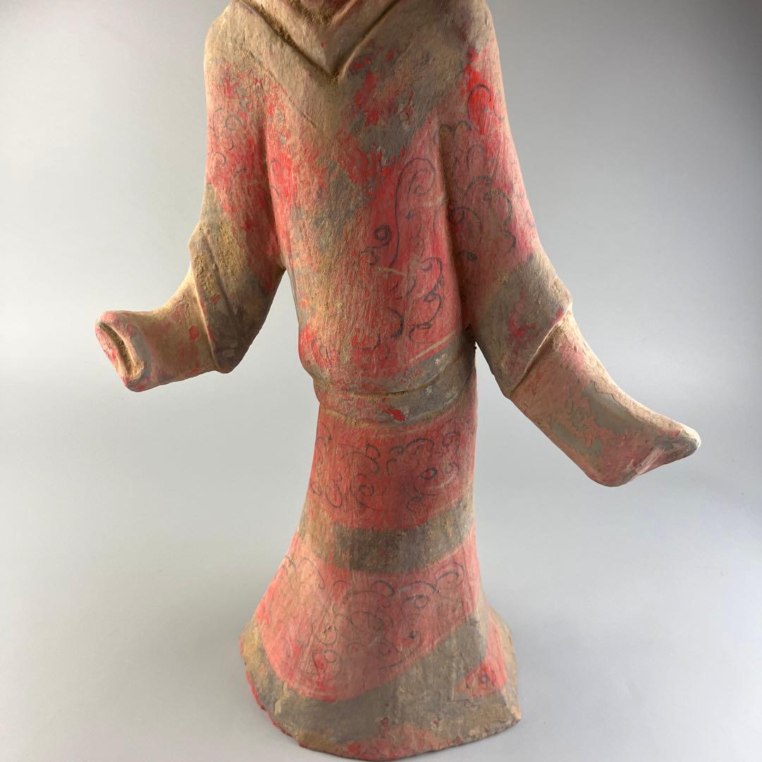 中国  漢女俑 立女俑 土器 彩陶 陶三彩 加彩 立像 女俑