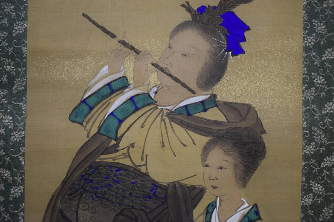 真作/旭山/陳人/美人画/金泥/布袋屋掛軸HH-893