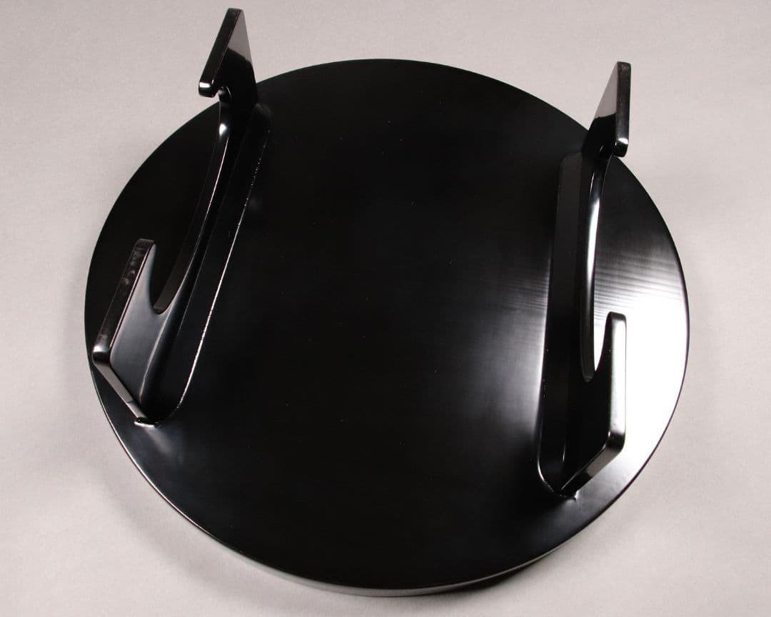 M851/ 木製漆器 草花絵変蒔絵 足付円形膳 五客 根来 黒塗 / 丸輪島加賀