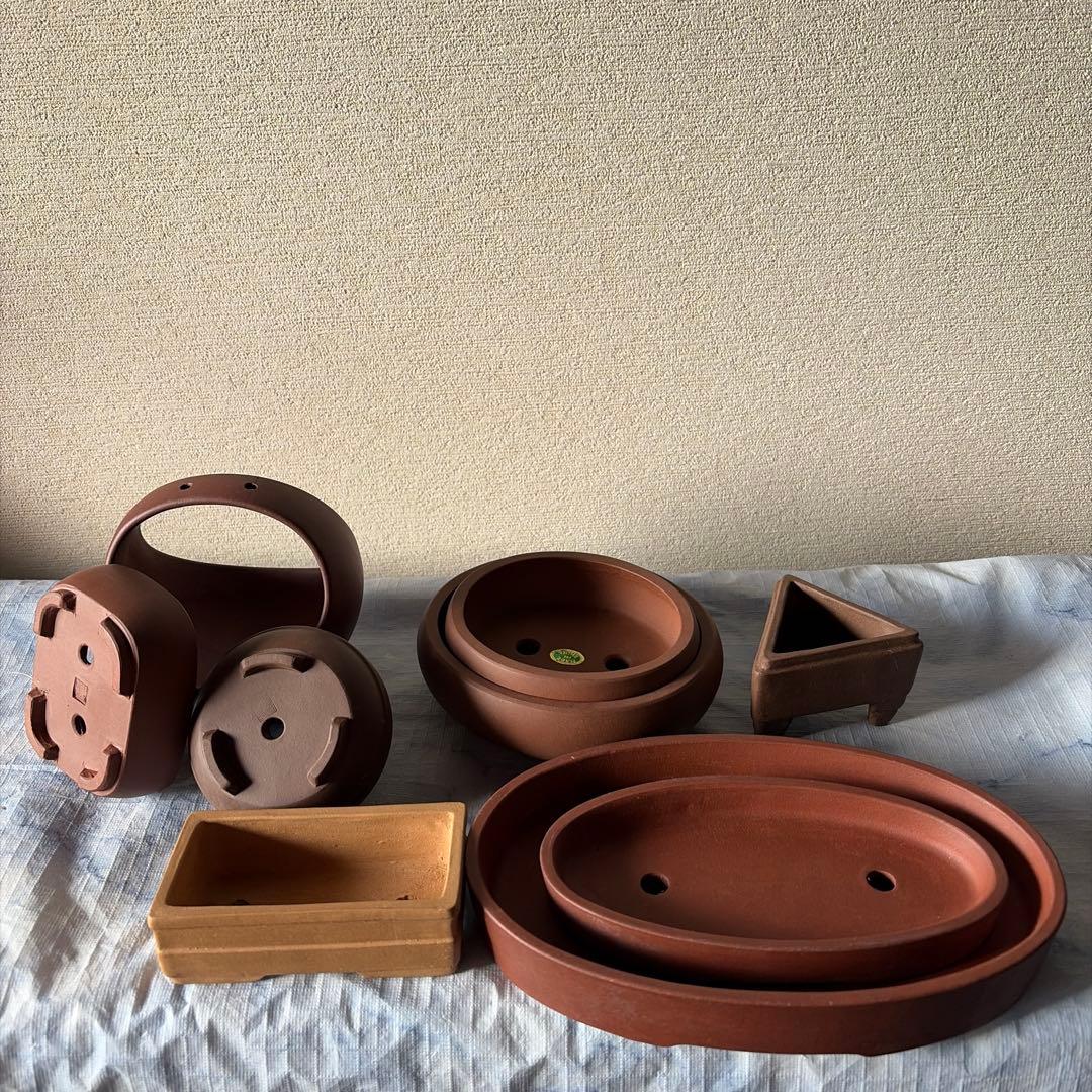 中国宜興　宜興　植木鉢　朱泥　朱砂　中国　アンティーク　盆栽　盆景