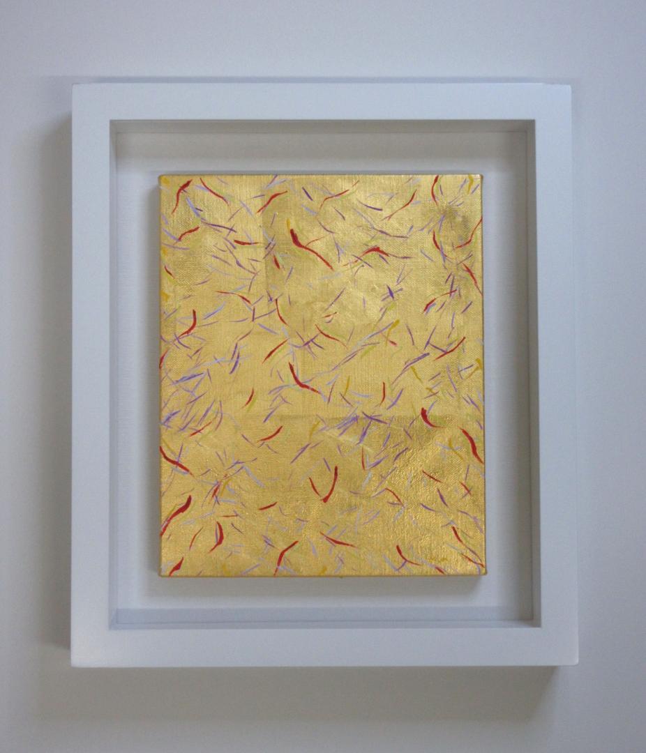 一点物手描き　金沢純金箔貼り　真作　額縁付　現代アート　抽象画　幸運　開運　金運