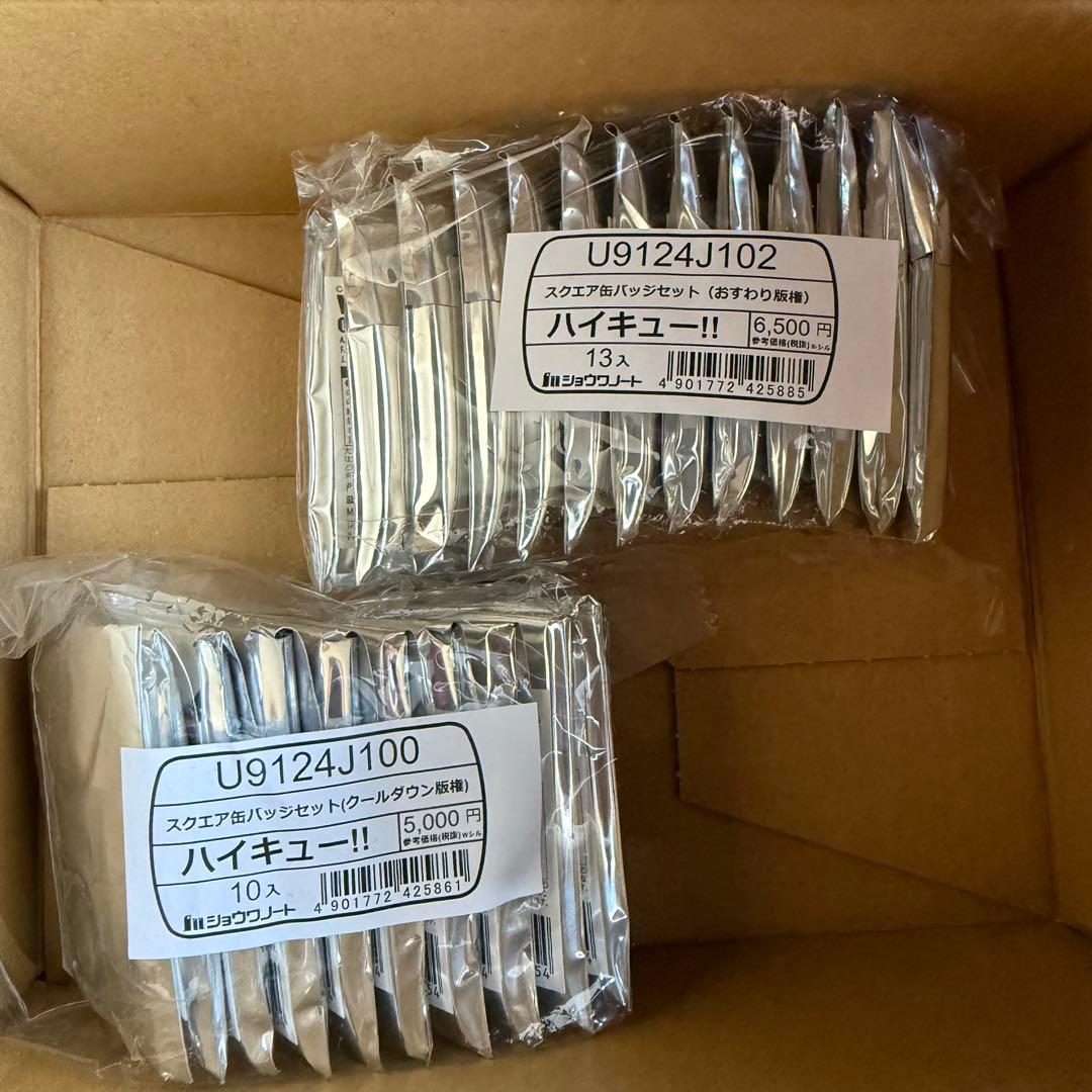 新品 ハイキュー‼︎ スクエア 缶バッジ クールダウン おすわり 2種セット