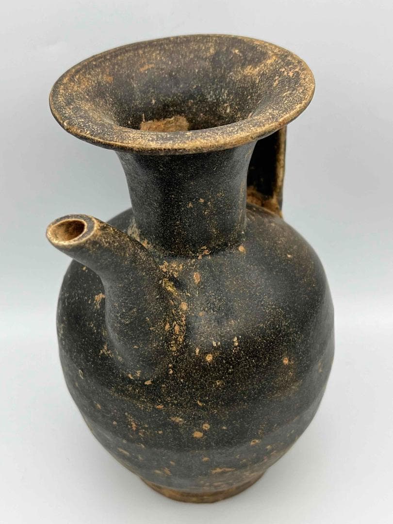 宋 古吉州窯黑釉執壺 水注 水滴　水指　水差し 古賞物　華道　香具(A-61)