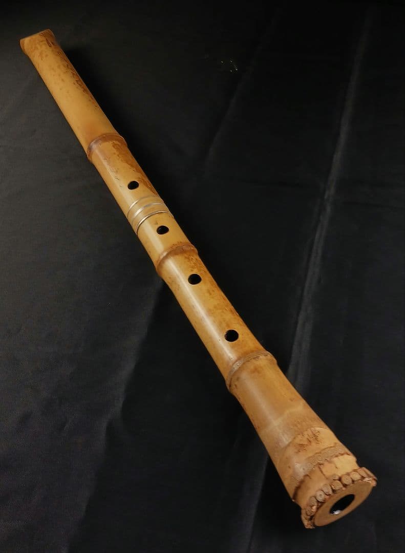 Y3110-1 琴古流 尺八 月童 銀三線 全長67㎝ 竹製